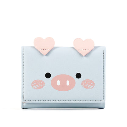 Short three-fold wallet women cartoon cute lady wallet