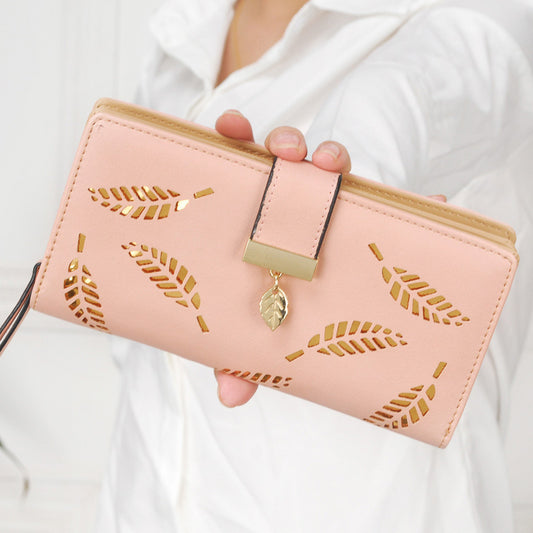 new fashion ladies dress eighty percent off pierced Hand Bag Wallet Purse leaves students mobile phone bag bag