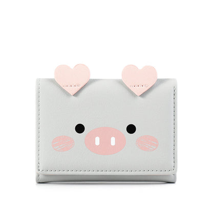 Short three-fold wallet women cartoon cute lady wallet